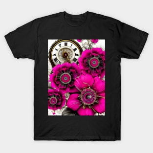 Clockwork Fushia Steampunk Design T-Shirt